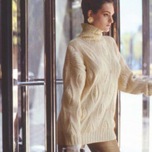 NWT ARAN Mor Ireland Merino Wool High Neck Cable Sweater Size S
